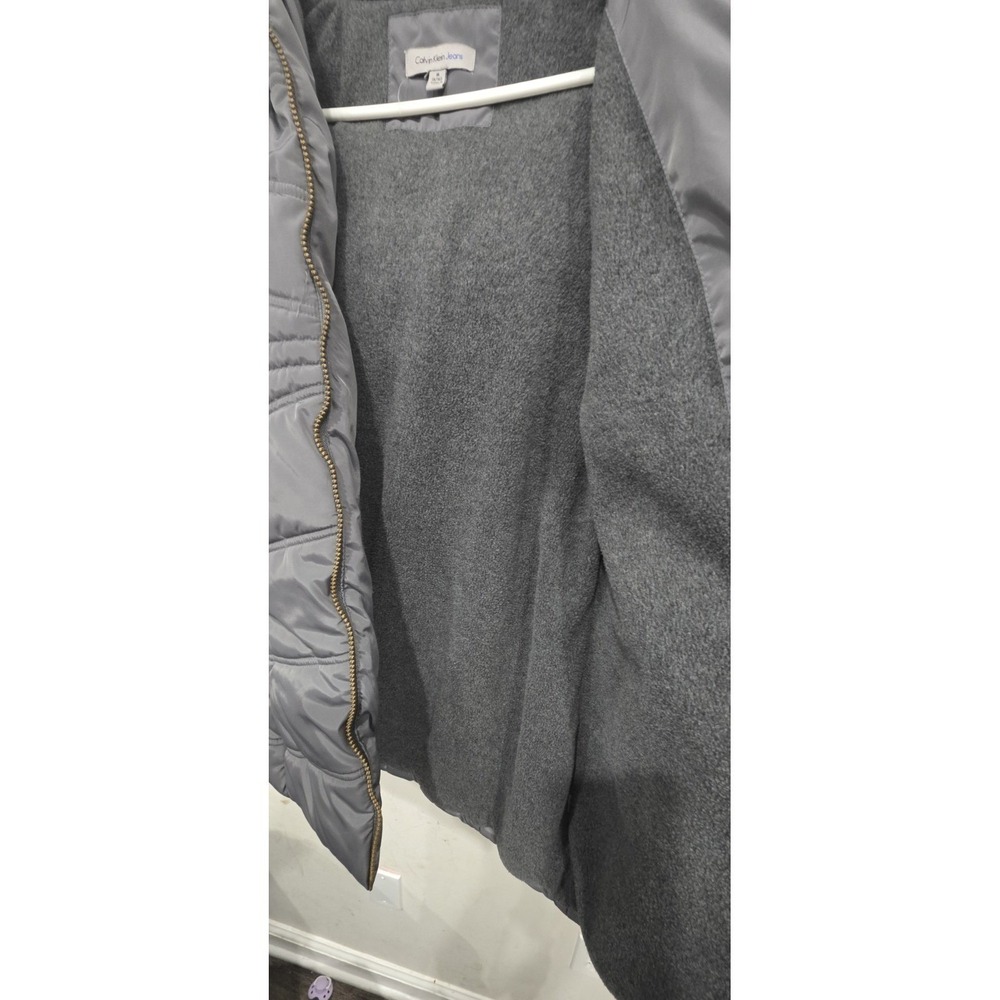 Calvin Klein Girls' Aerial Long Puffer Jacket Faux Fur Hood Lining Grey size M - Picture 6 of 9